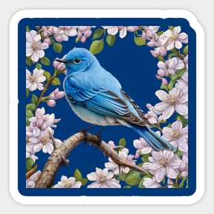 The Mountain Bluebird With Syringa Flower Border Sticker